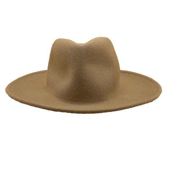 100% Wool Felt Wide Brim Hat Beige Camel Women’s One Size Boho Universal Thread - Picture 1 of 13